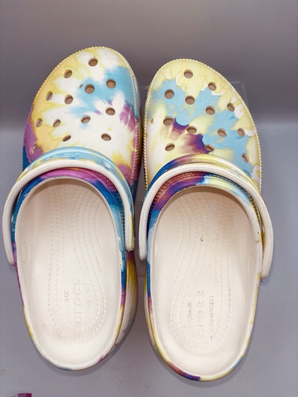 Crocs Womens Size 9 Classic Platform Tie Dye Iconic Clog 207151-4KT Slip on
